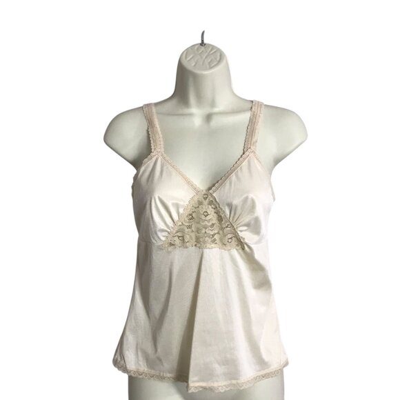 Movie Star Vintage Medium Ivory USA Made Baby Doll Camisole Whimsical Coquette - Picture 1 of 6